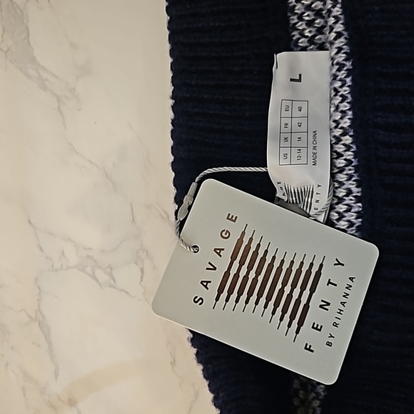 SAVAGE X FENTY FROST SMITTEN KNIT BOOTY SHORT NAVY BLUE SZ L - Picture 14 of 15